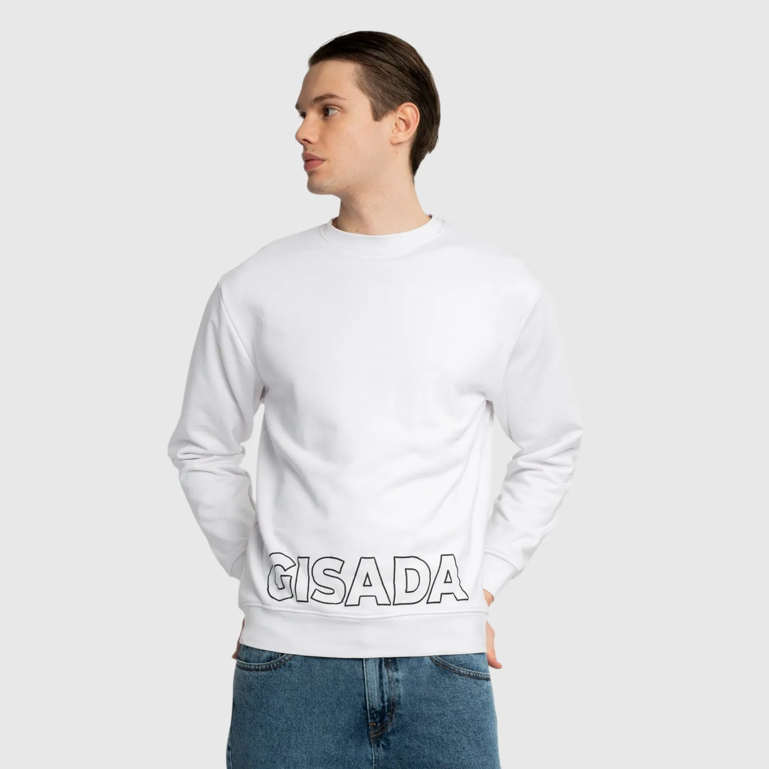 Gisada 3003 sweatshirt hvit regular fit bomull