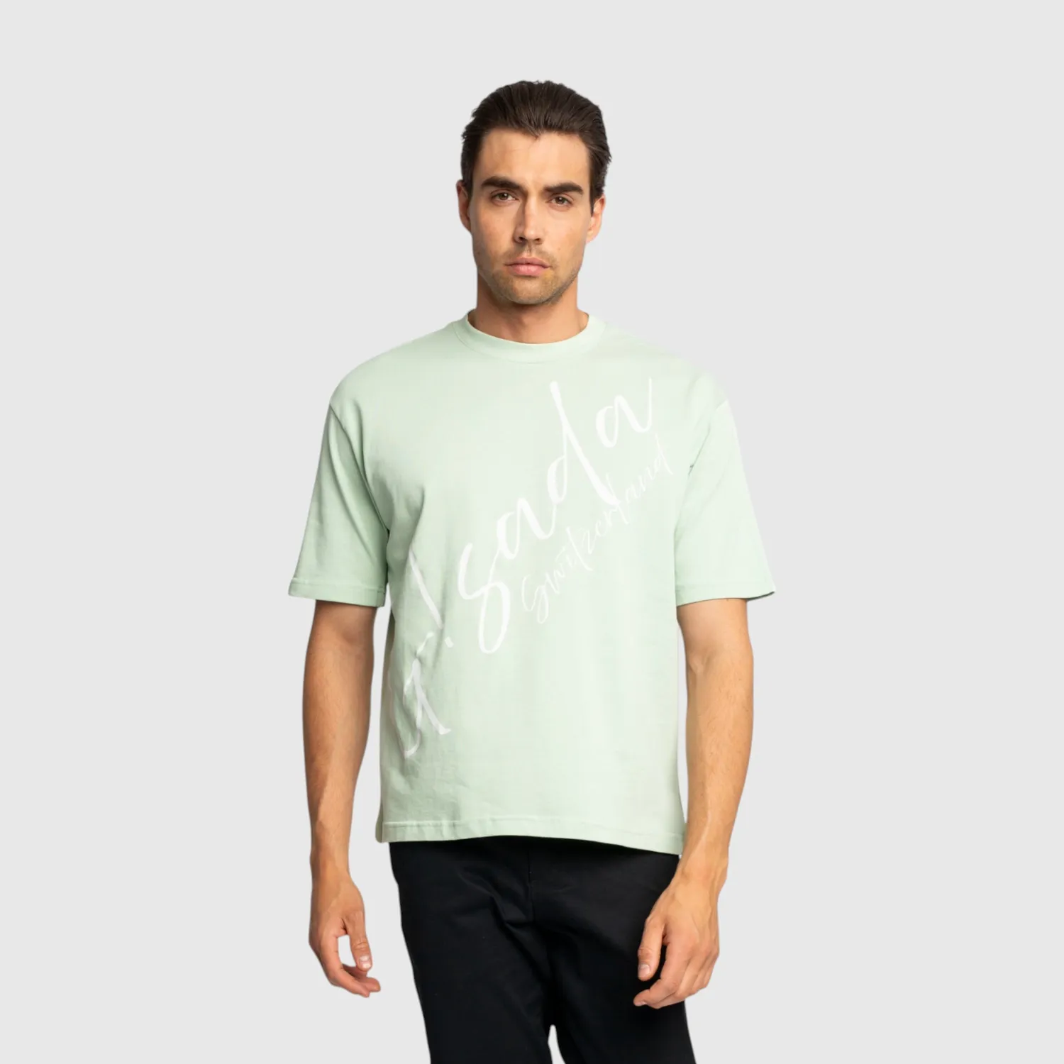 Gisada Chicago 1007 t-skjorte mint oversized skrifttrykk