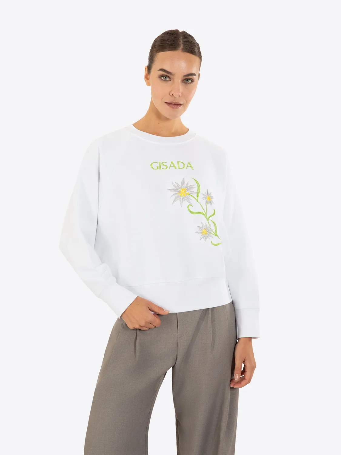 Gisada 6012 cropped sweatshirt hvit bomull