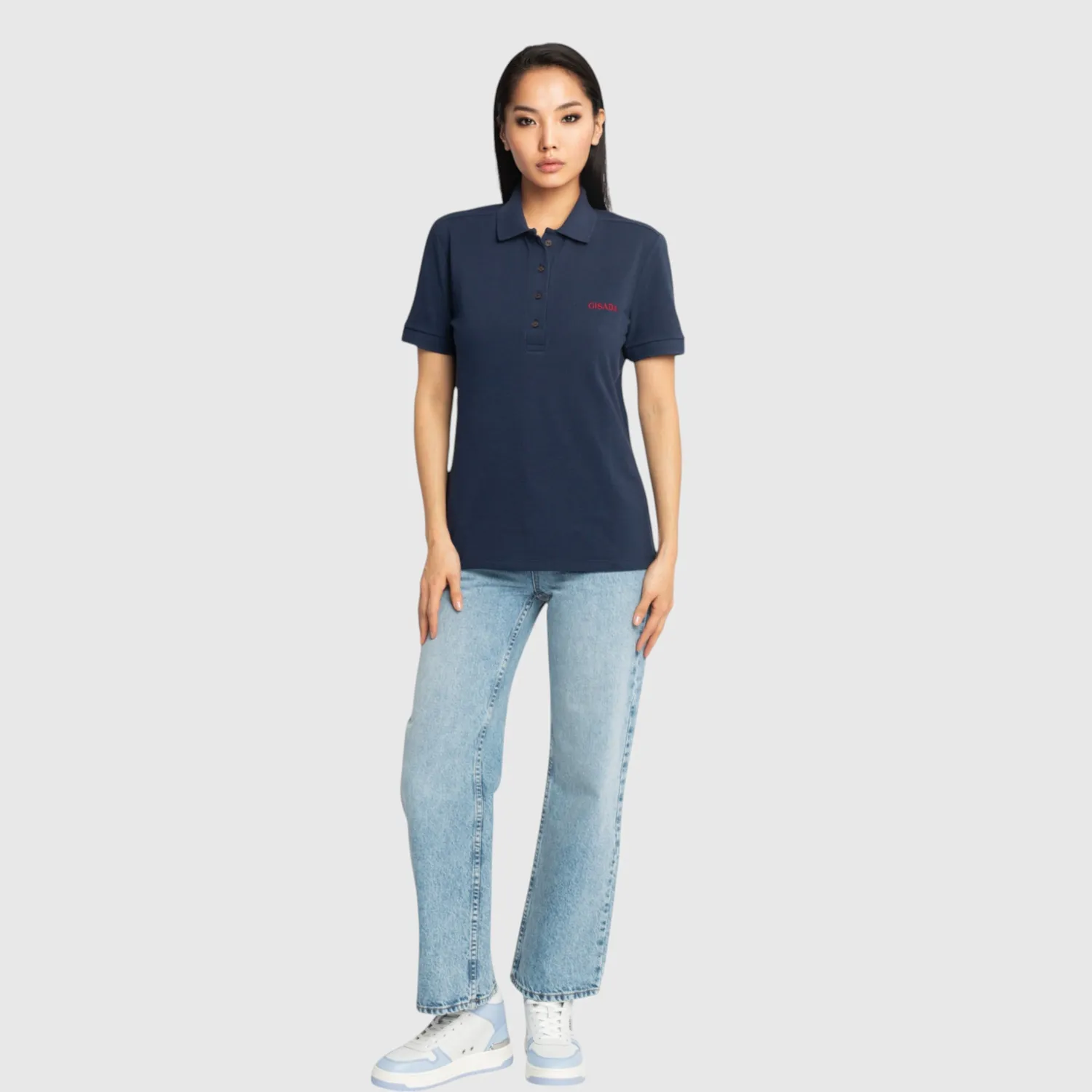 Gisada 9001 polo marine dame – piqué broderi