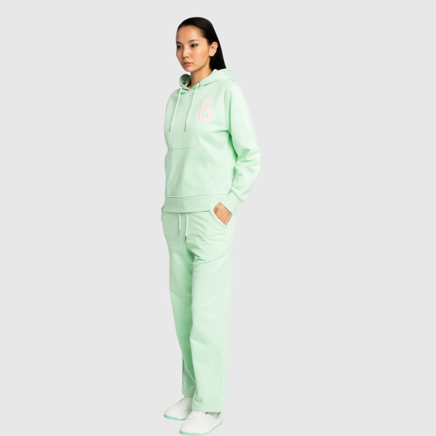 Gisada Regular Fit Hoodie Cotton Patch Print hettegenser mint