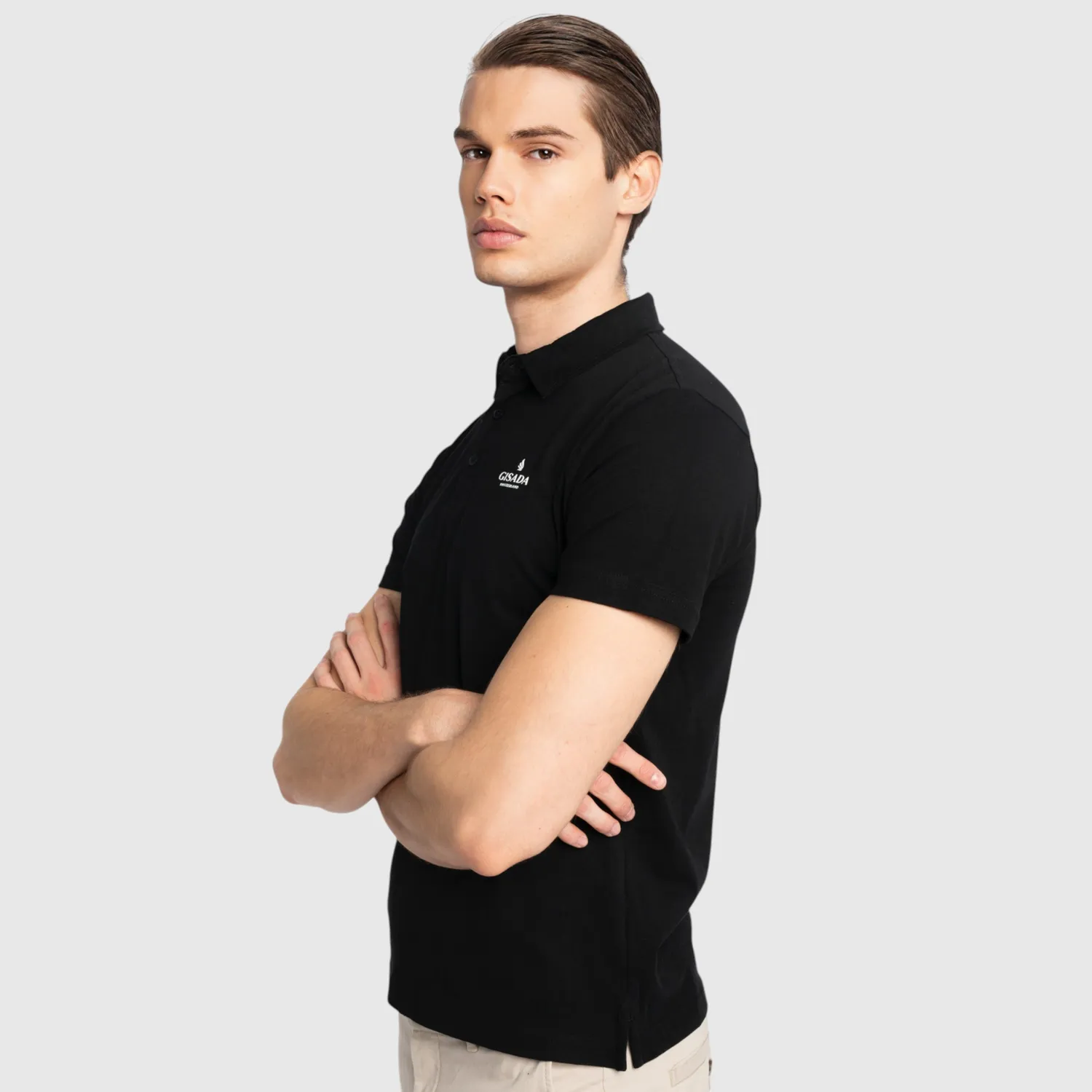 Gisada 2002 polo herre svart jersey bomull