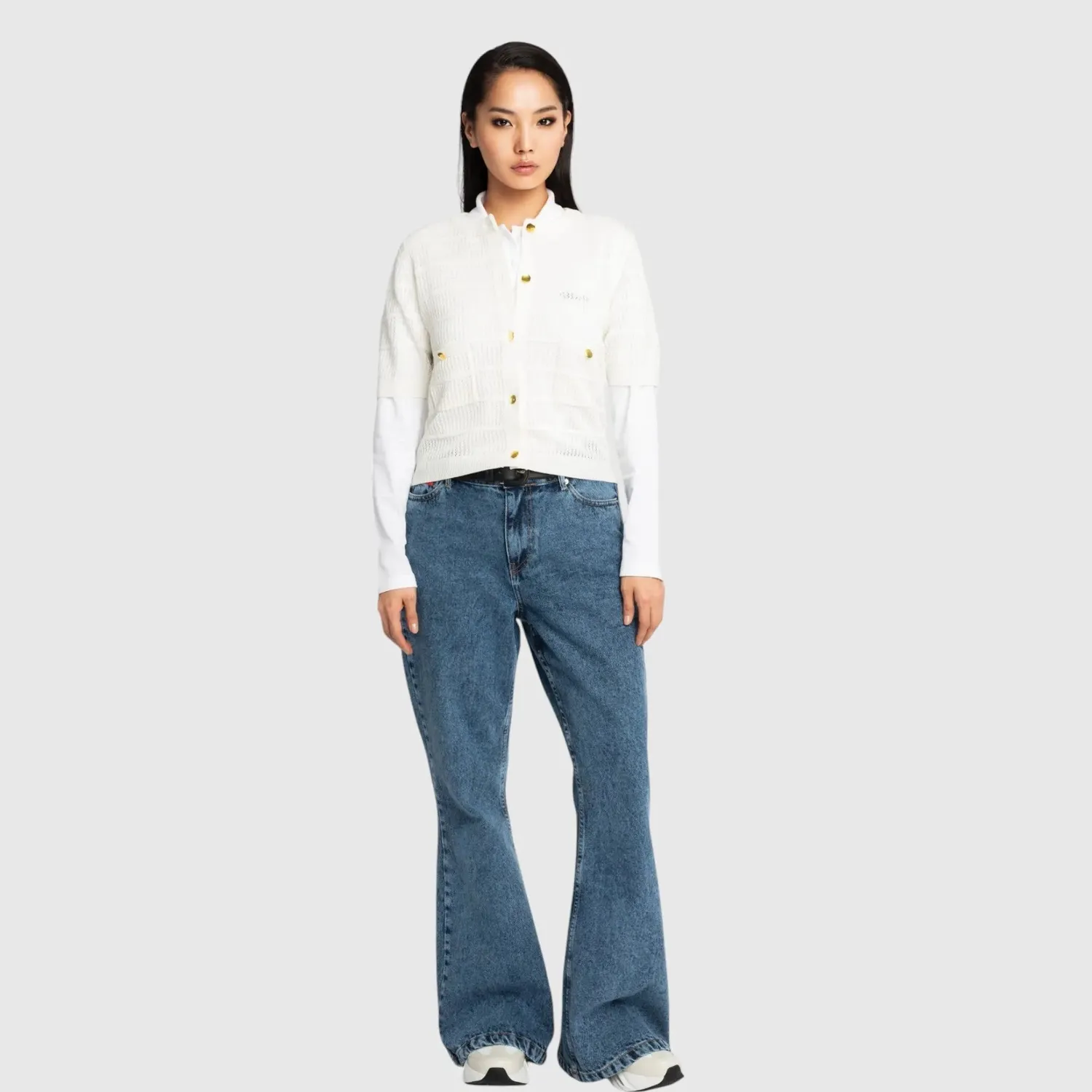 Gisada 1502 cardigan elfenben pointelle