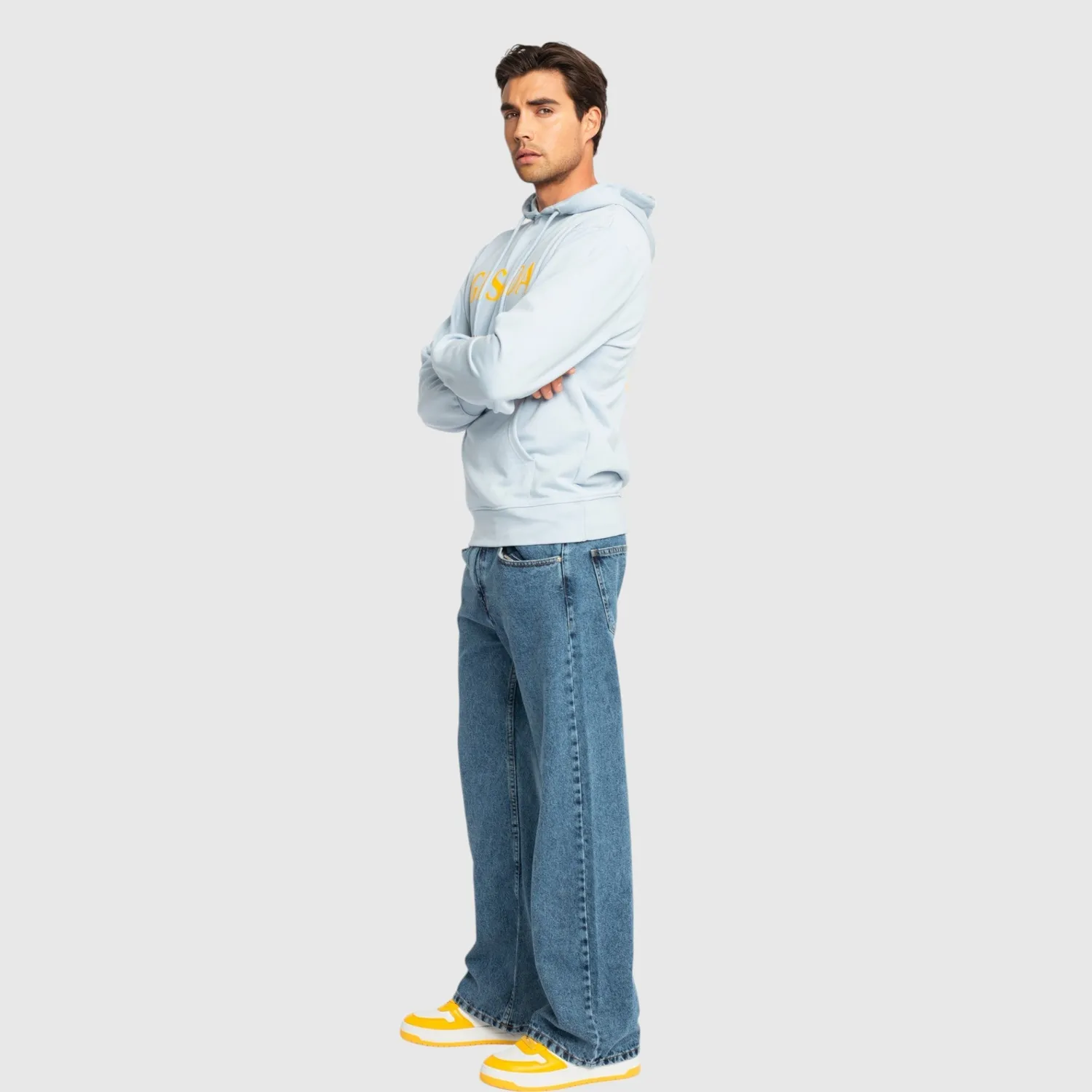 Gisada 3007 hoodie herre isblå regular fit