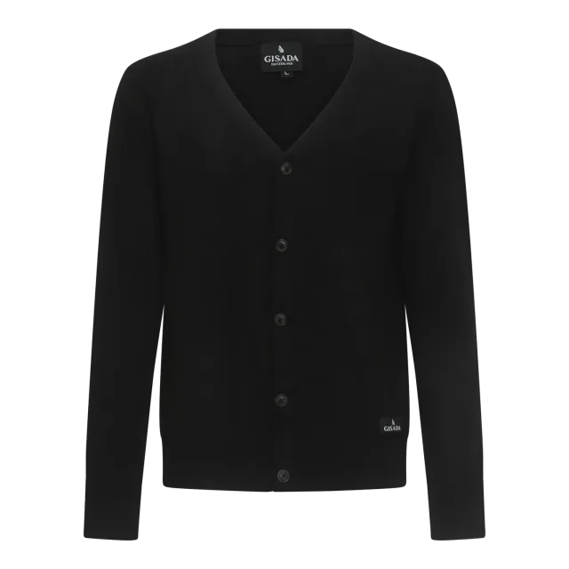 Gisada 1205 cardigan svart herre bomullstrikk