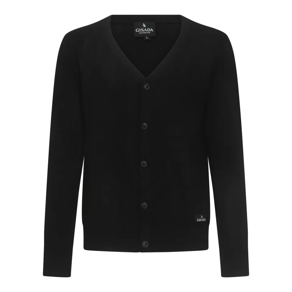 Gisada 1205 cardigan svart herre bomullstrikk