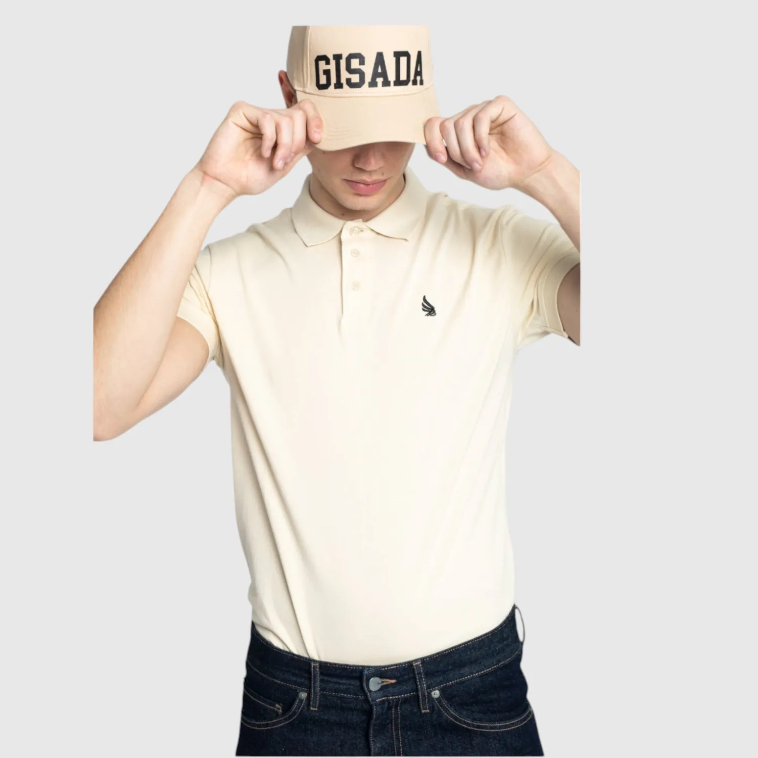 Gisada Miami 2000 polo herre beige bomullspiké