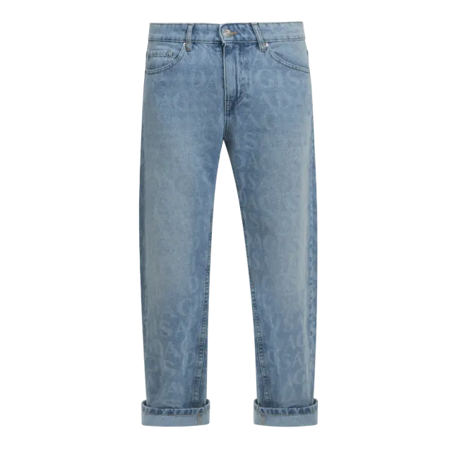 Gisada 1107 wide leg jeans washed blue herre