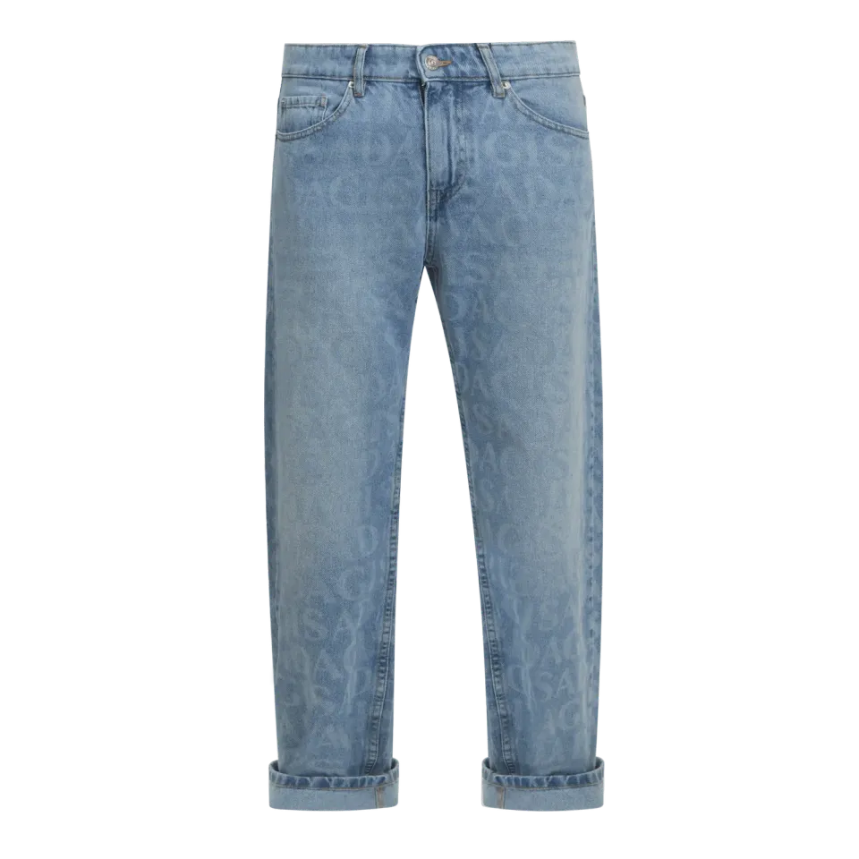 Gisada 1107 wide leg jeans washed blue herre