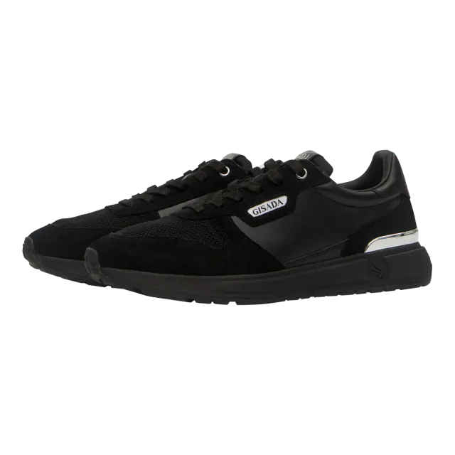 Gisada 17000 sneakers svart semsket skinn retro