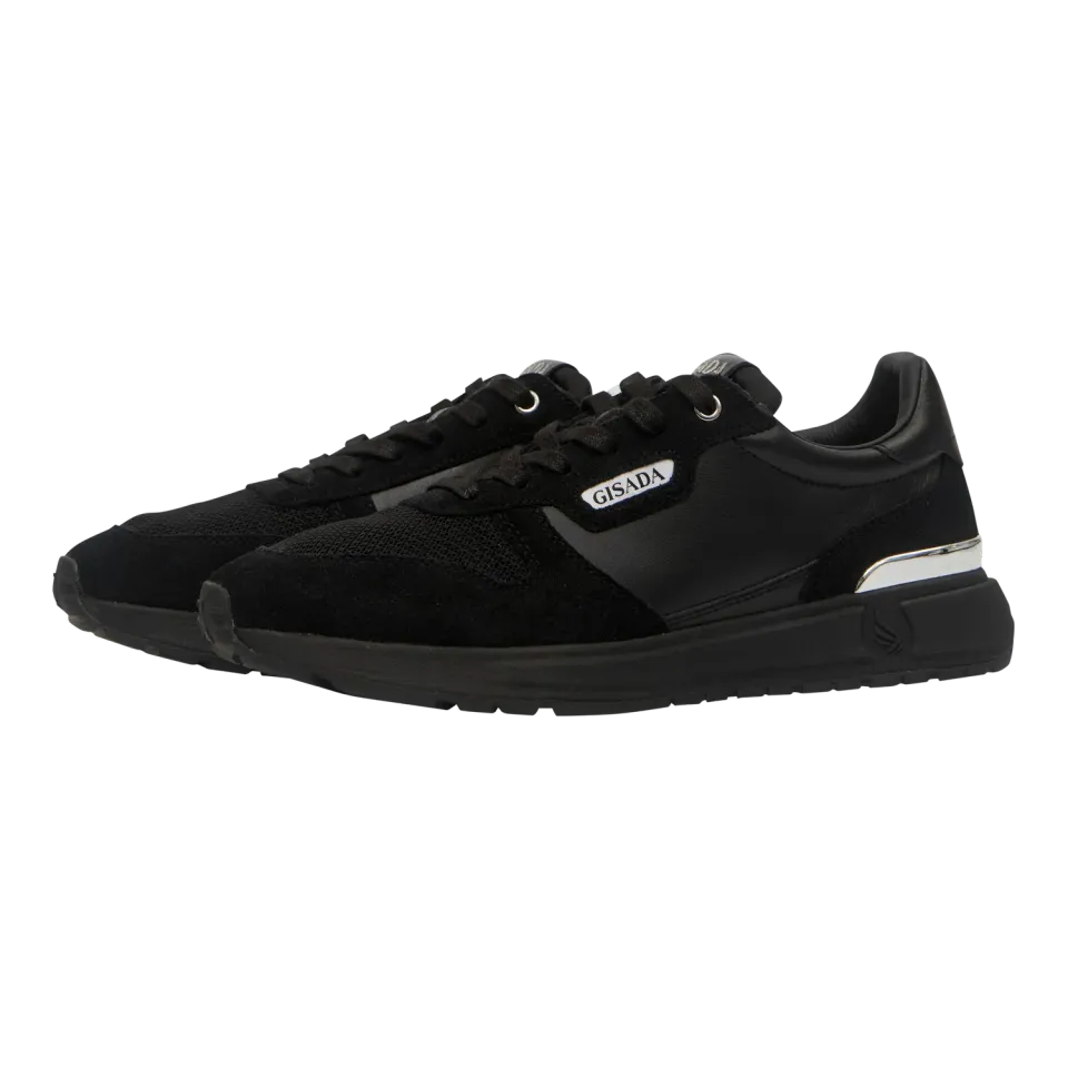 Gisada 17000 sneakers svart semsket skinn retro