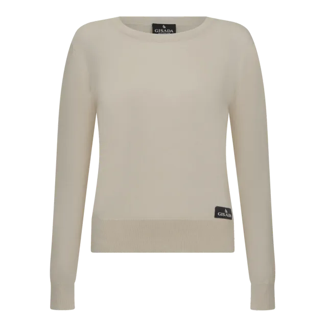 Gisada Round Neck 1503 genser lys beige bomull