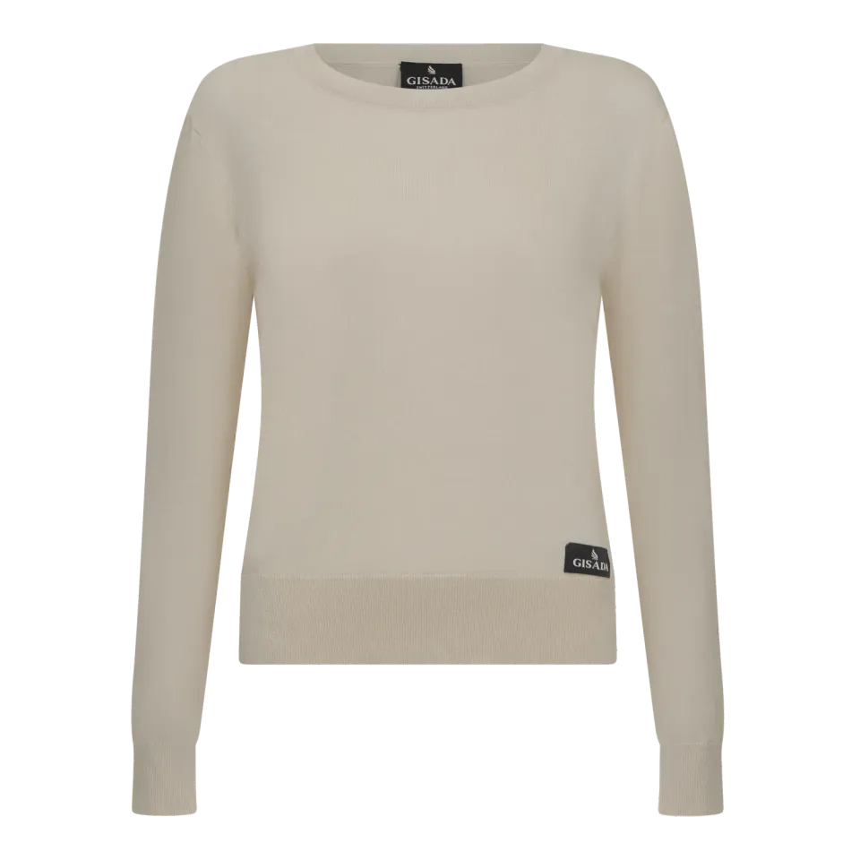 Gisada Round Neck 1503 genser lys beige bomull