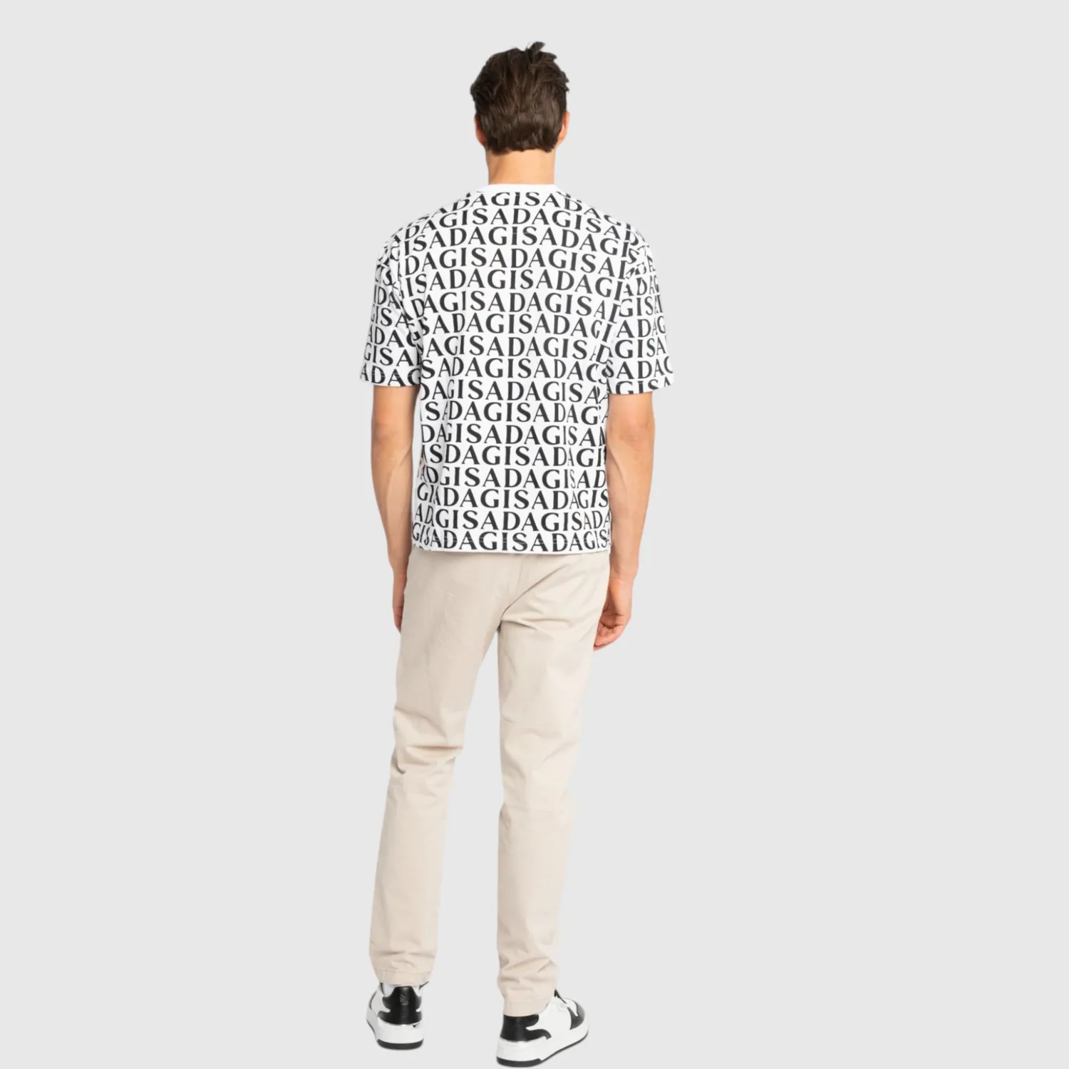 Gisada Chicago 1008 t-skjorte hvit allover-print