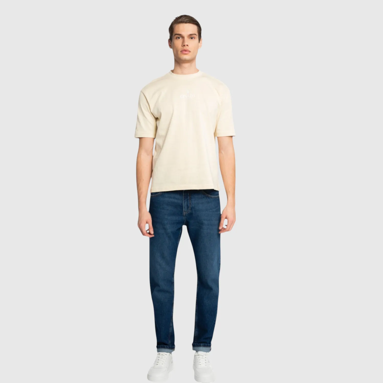 Gisada Chicago 1009 t-skjorte beige oversized logo