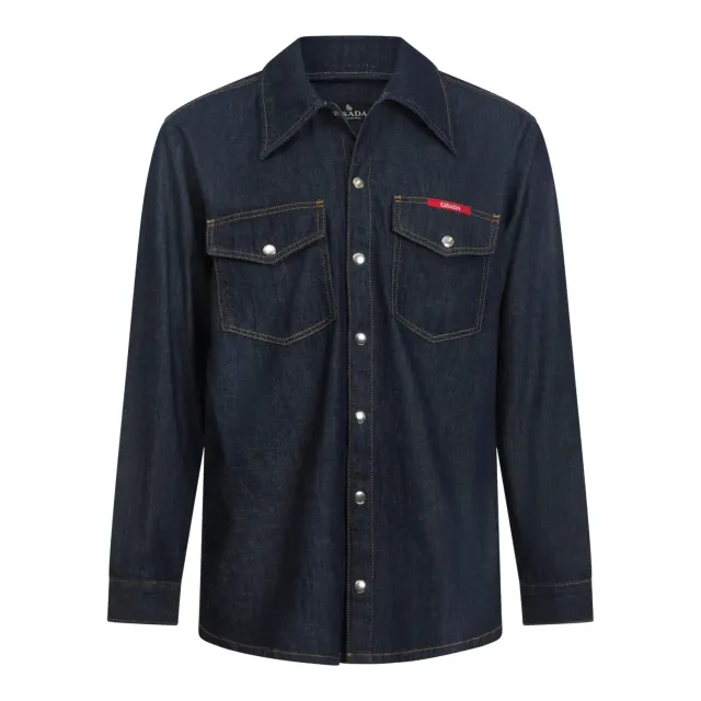 Gisada 1103 denimskjorte herre marineblå regular fit