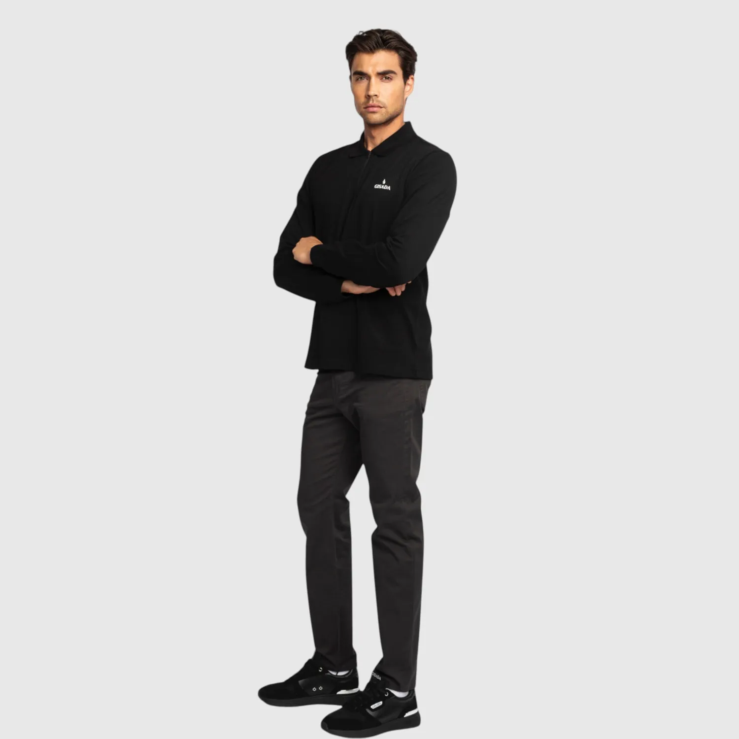 Gisada 2005 polo svart zip-up interlock