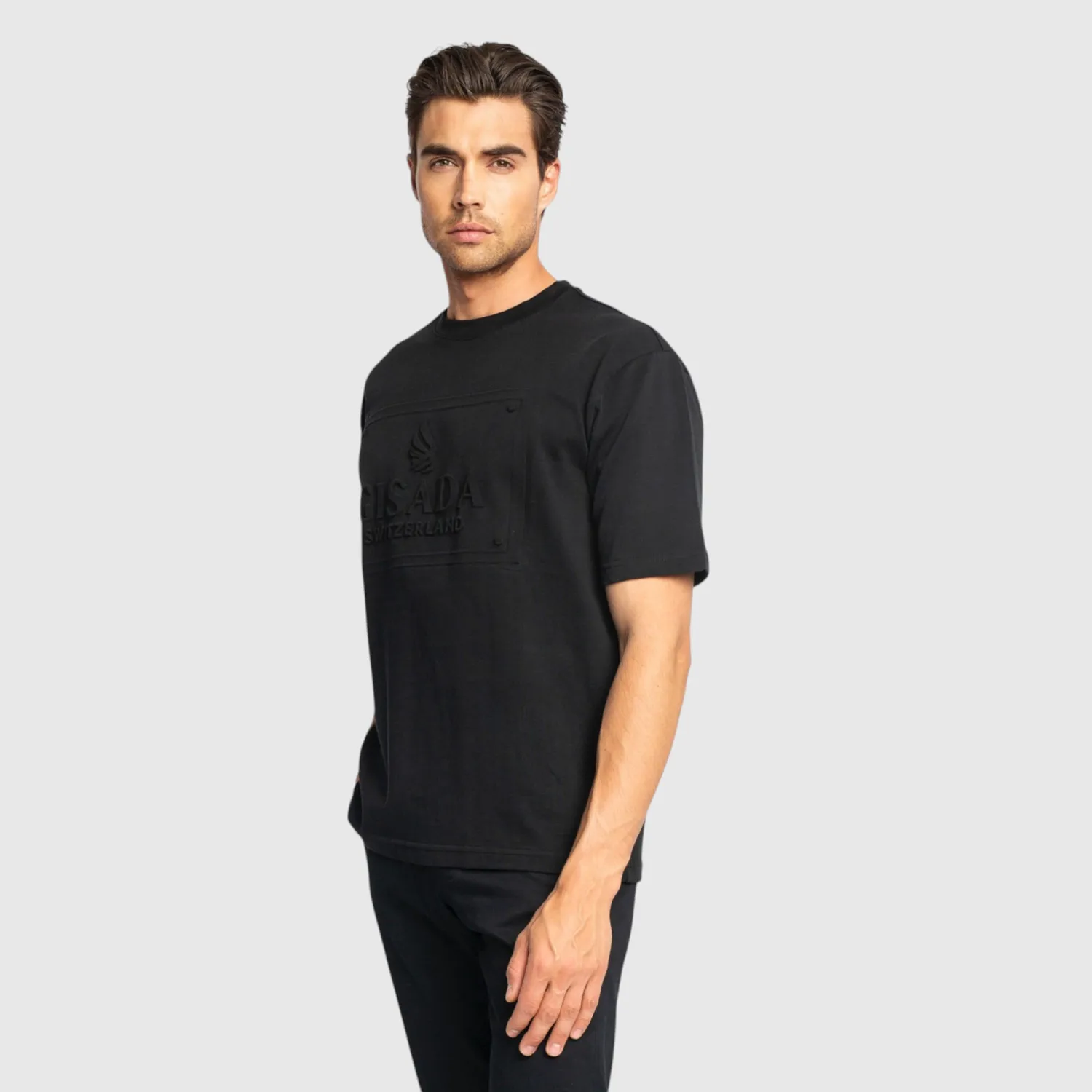 Gisada 1005 Chicago oversized t-skjorte svart kraftig bomull