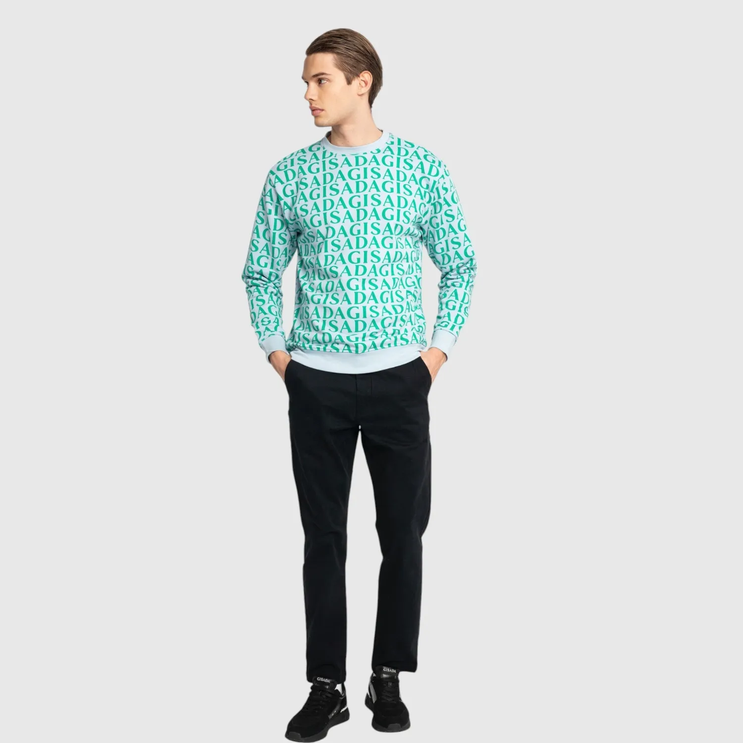 Gisada 3004 sweatshirt Ice Blue bomullsgenser