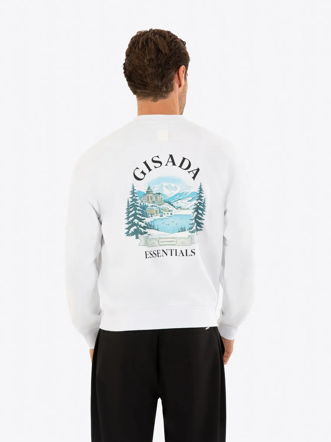 Gisada 3014 sweatshirt herre hvit bomullstrytrykk