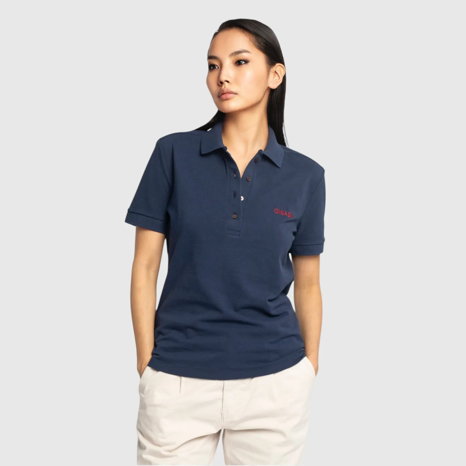 Gisada 9001 polo marine dame – piqué broderi