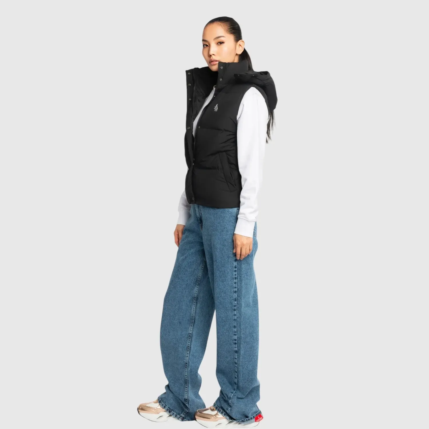 Gisada Puffer gilet svart med hette dame