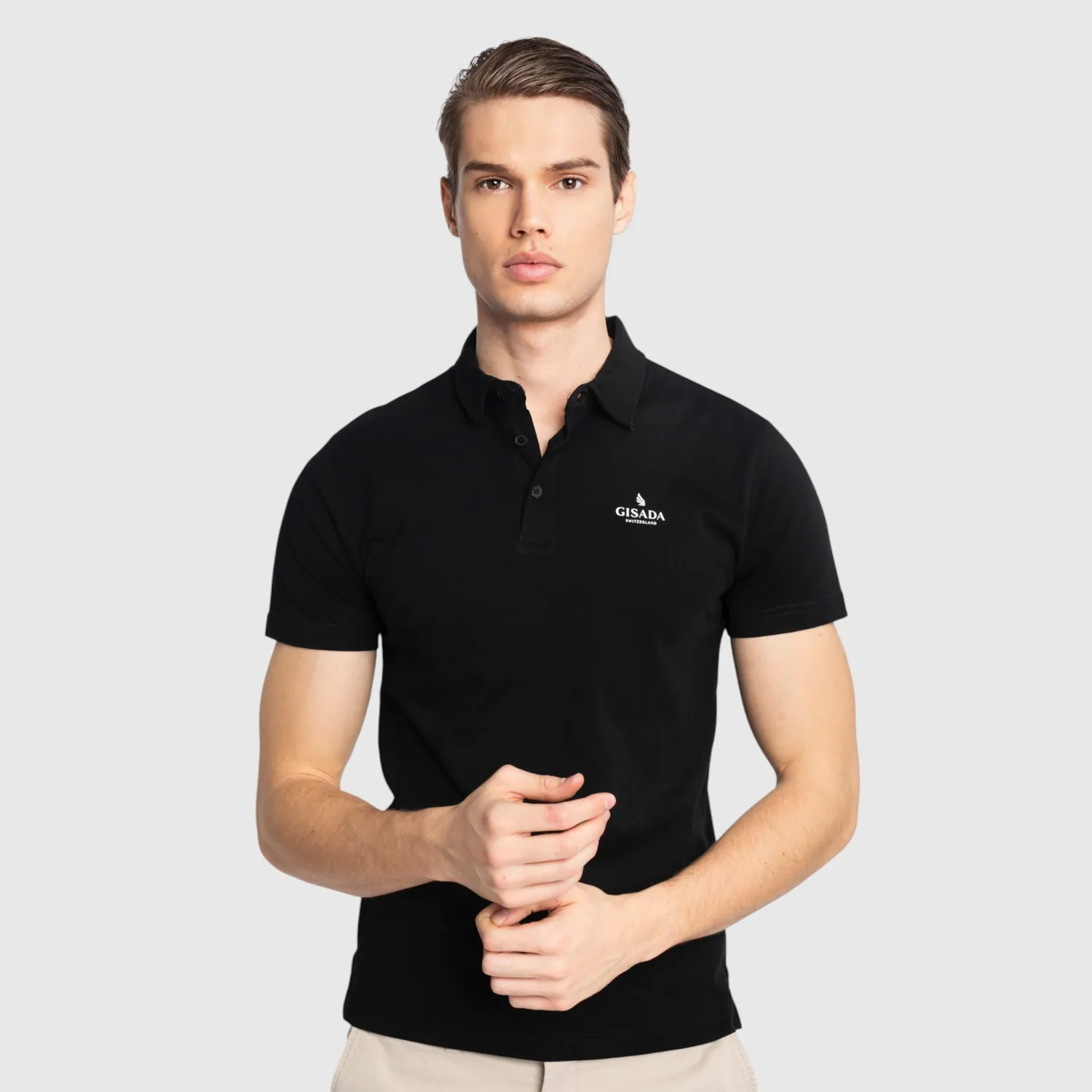 Gisada 2002 polo herre svart jersey bomull