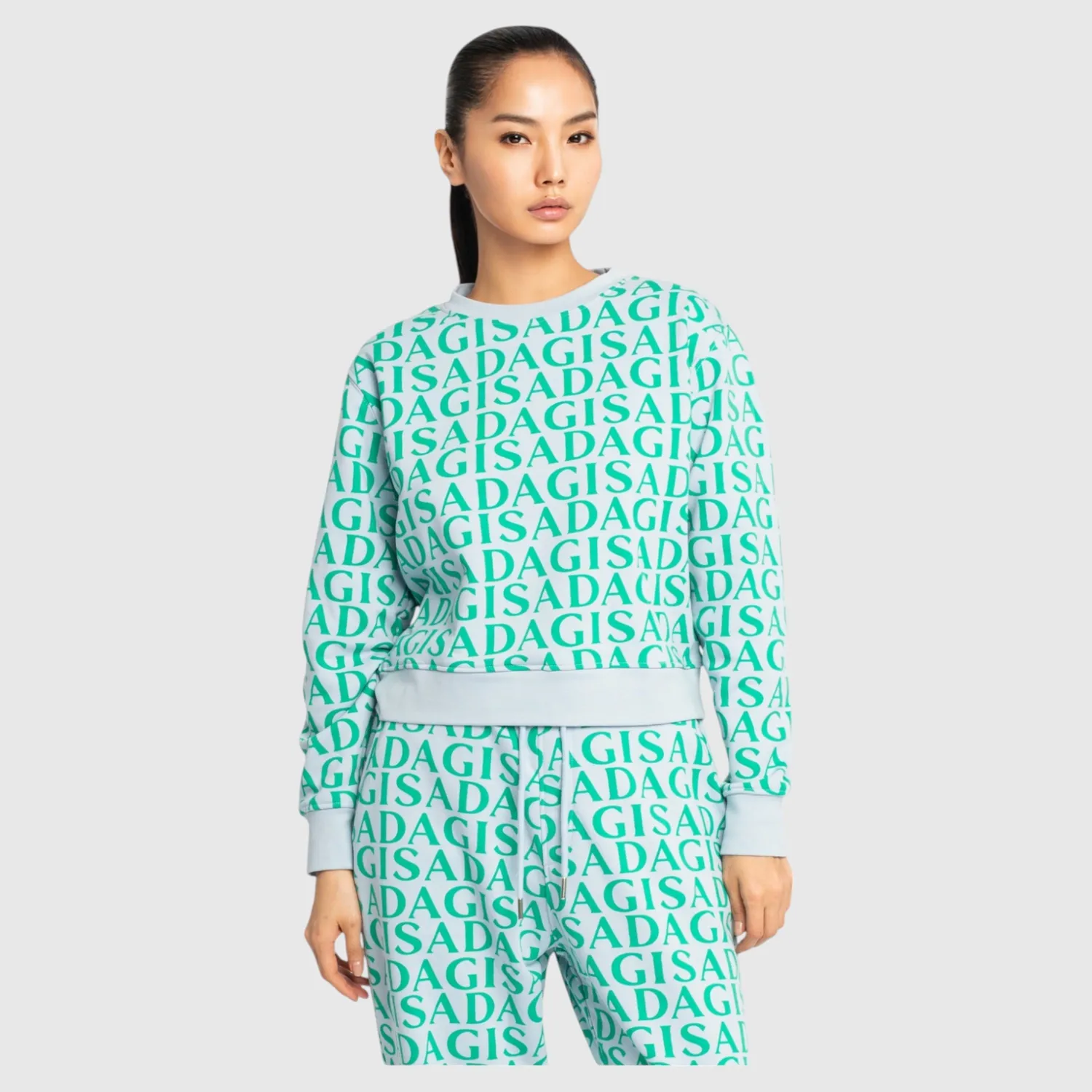 Gisada 6005 sweatshirt ice blue crop monogram