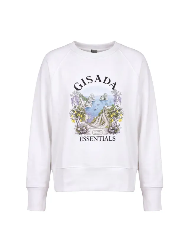 Gisada 6009 sweatshirt hvit cropped bomull