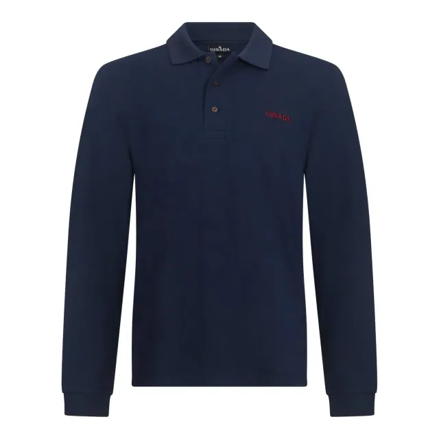Gisada 2003 langermet poloskjorte navy bomullspiké