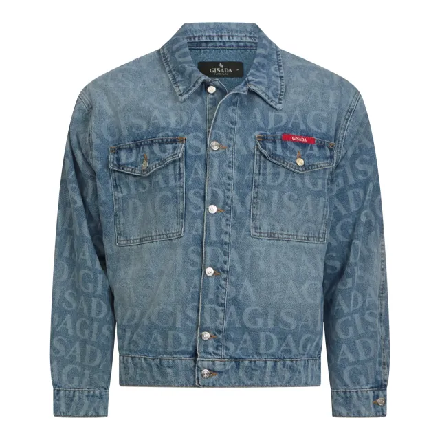 Gisada 1104 Regular Fit denimjakke washed blue logo