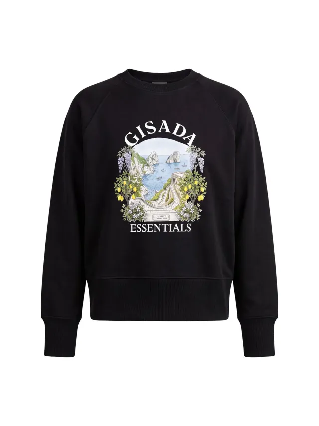Gisada 6009 sweatshirt svart cropped bomull