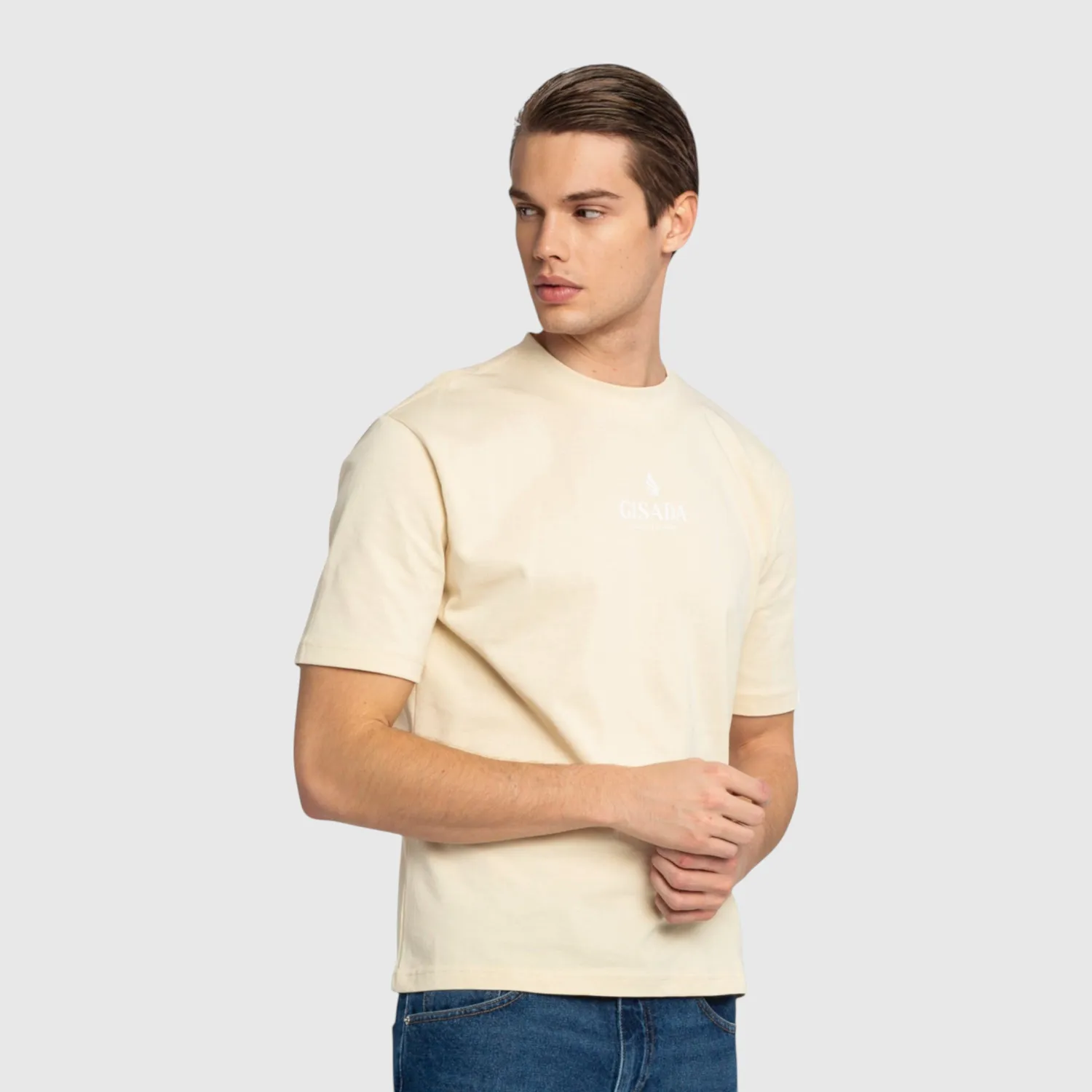Gisada Chicago 1009 t-skjorte beige oversized logo