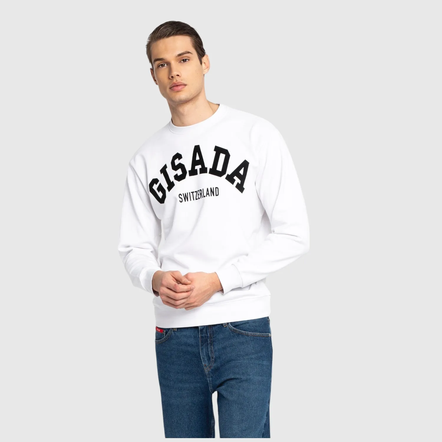 Gisada 3001 sweatshirt herre hvit standard passform