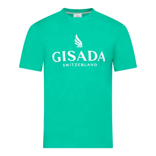 Gisada Regular Fit T-skjorte bomull Emerald Green flocklogo