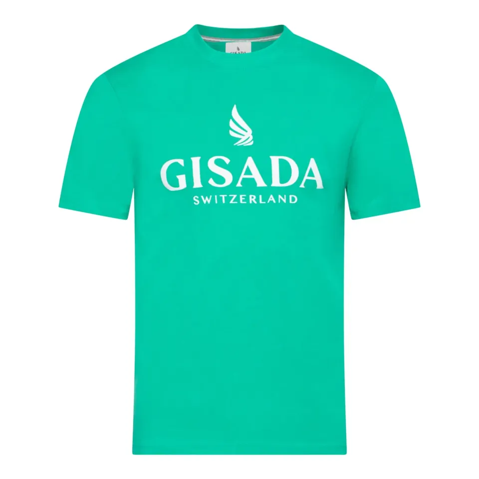 Gisada Regular Fit T-skjorte bomull Emerald Green flocklogo