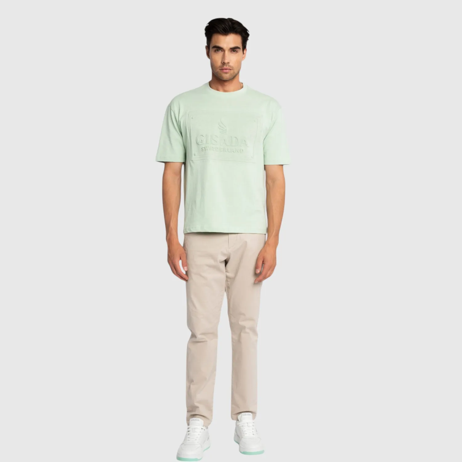 Gisada Chicago 1005 t-skjorte herre mint oversized bomull