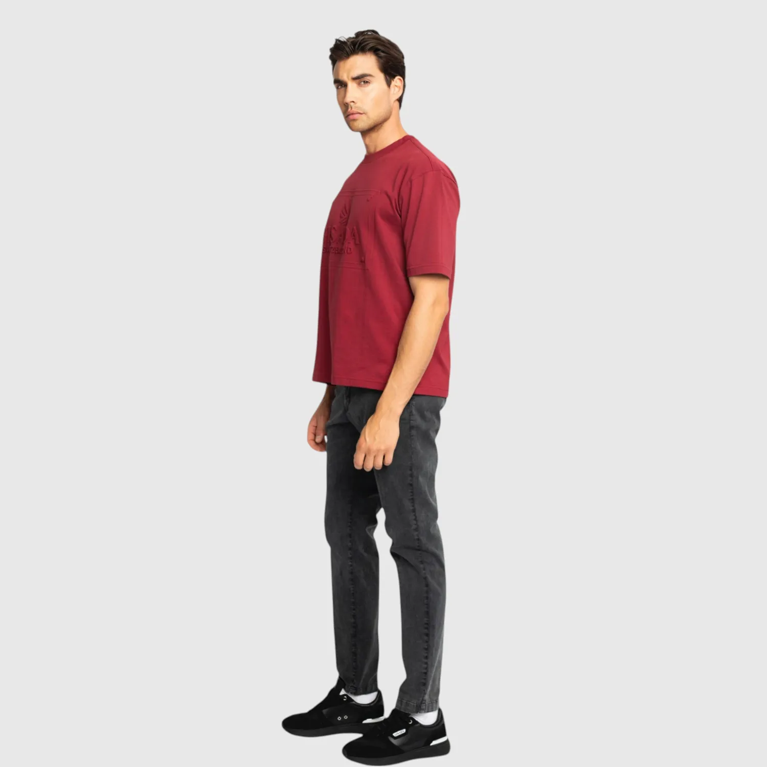 Gisada 1005 oversized t-skjorte bordeaux tung bomull