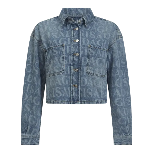Gisada 1406 denimskjorte snow blue cropped oversize