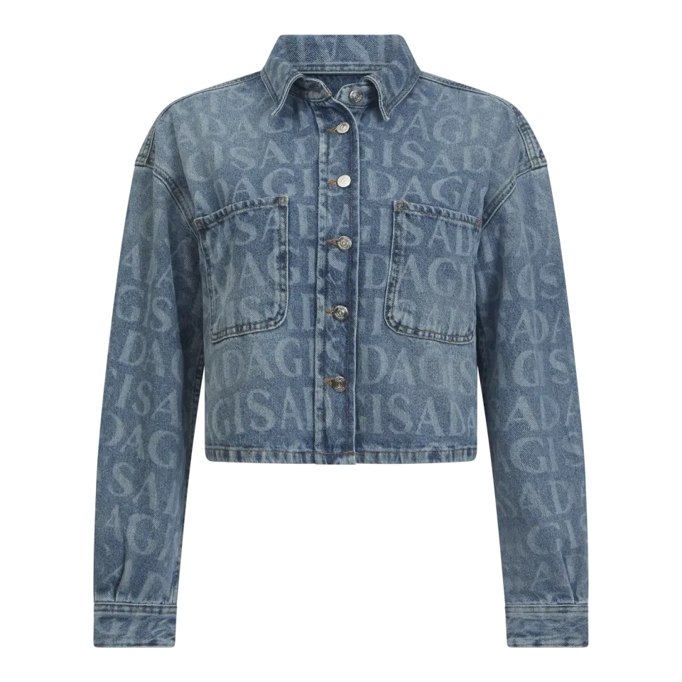 Gisada 1406 denimskjorte snow blue cropped oversize