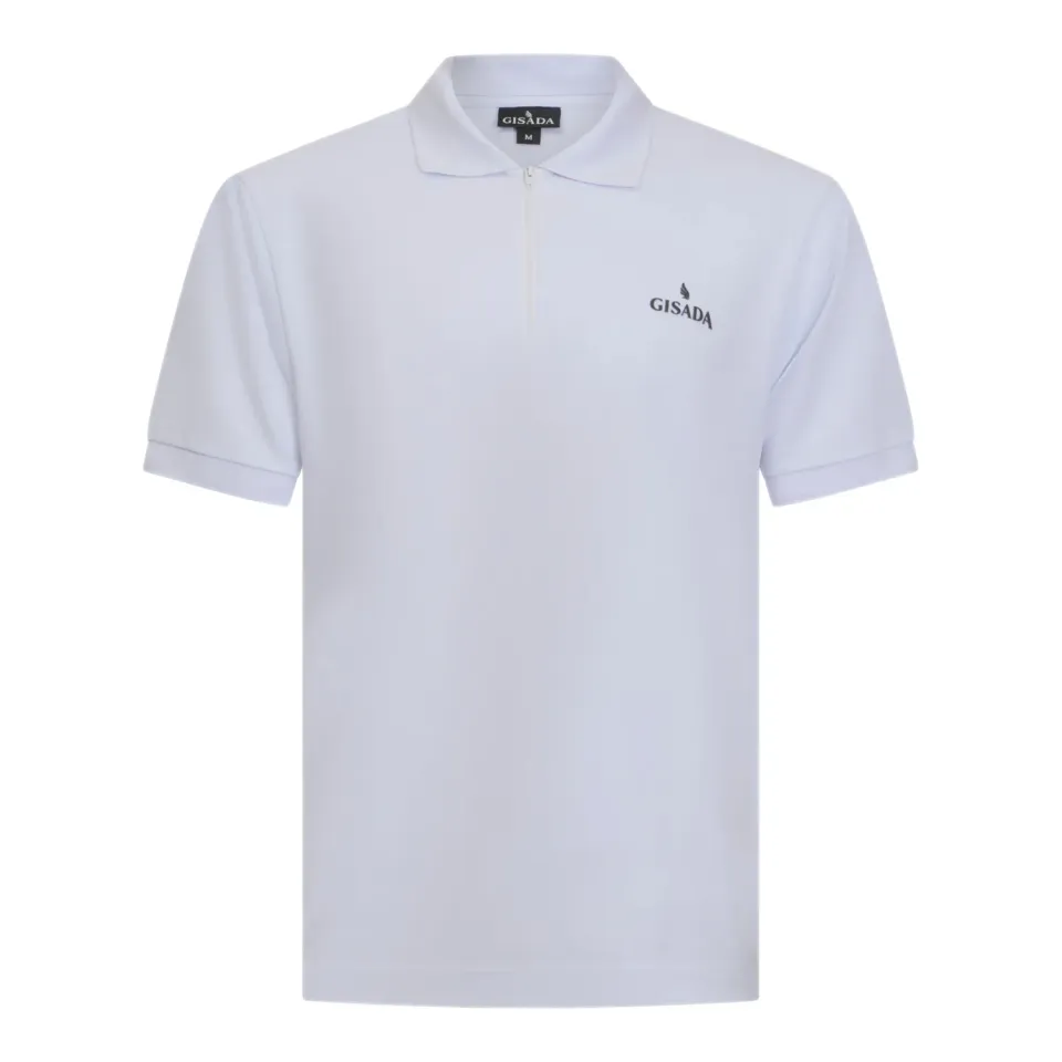 Gisada 2006 Polo hvit zip bomull herre
