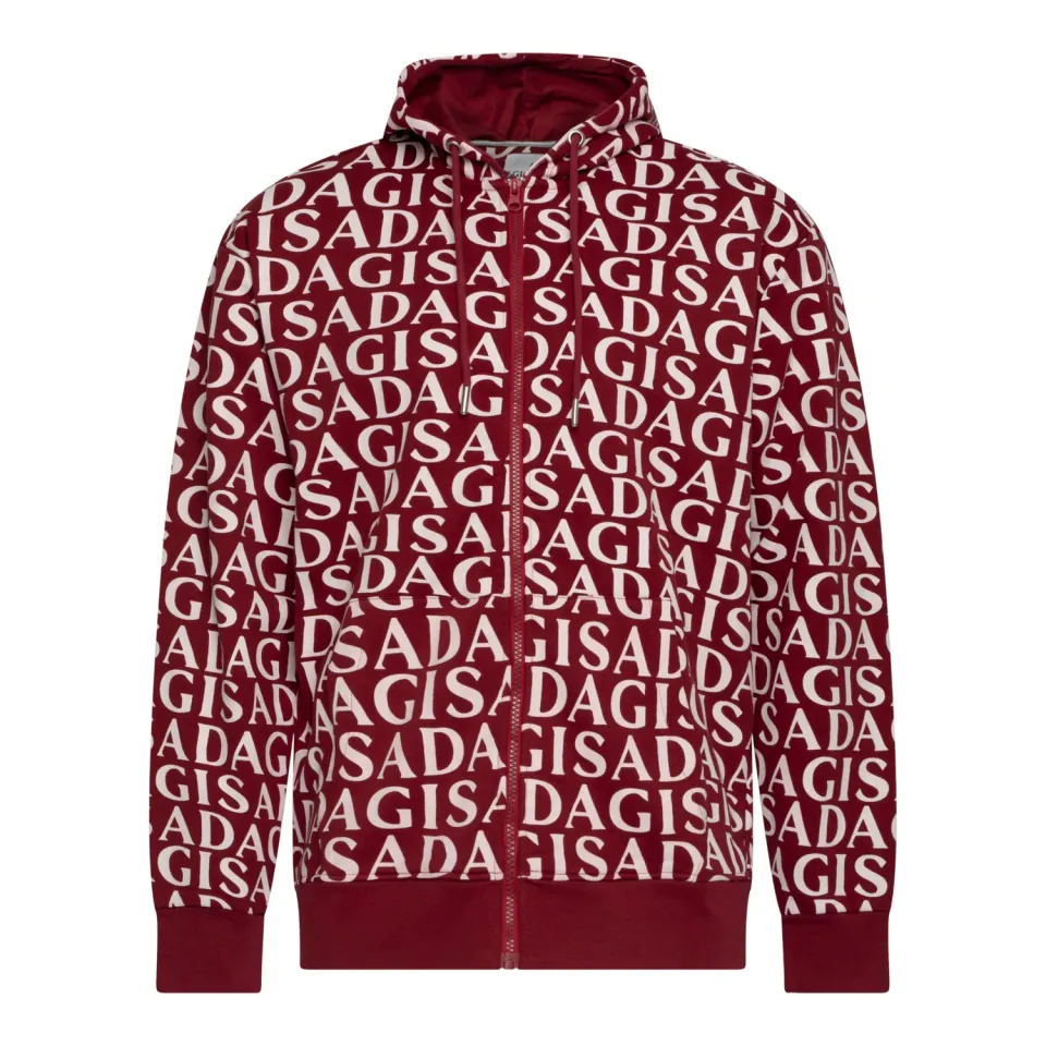 Gisada 3008 zip-hoodie bordeaux – bomull allover
