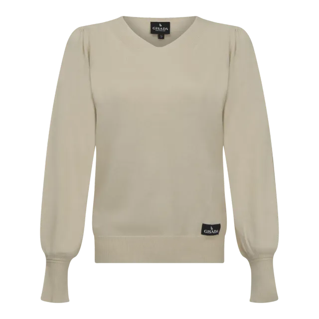 Gisada V-Neck Pullover genser ivory regular fit