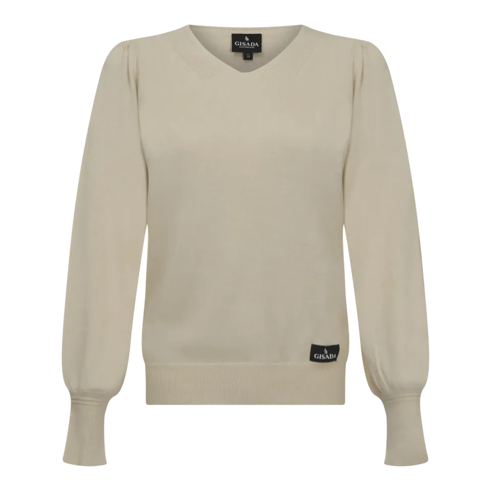 Gisada V-Neck Pullover genser ivory regular fit