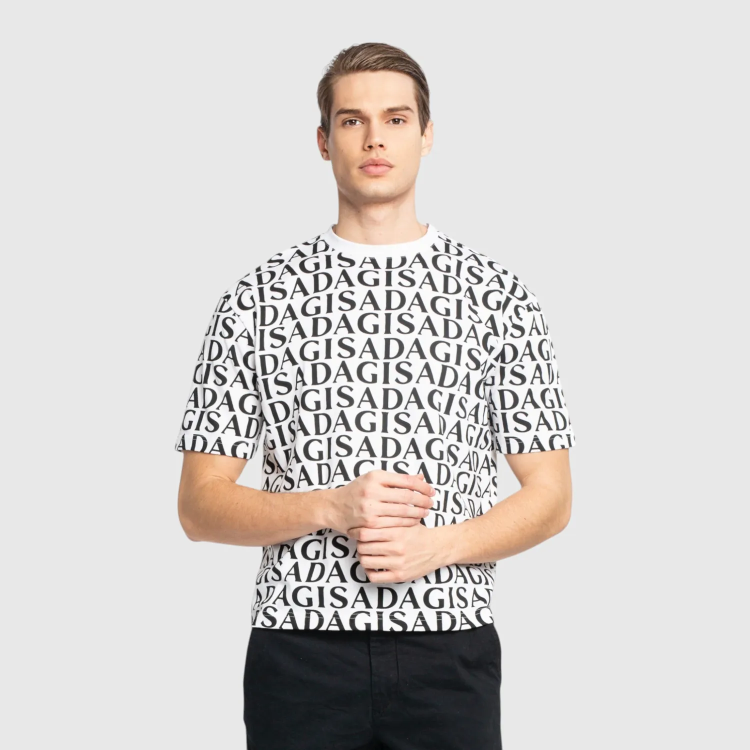 Gisada 1003 t-skjorte hvit herre regular monogram
