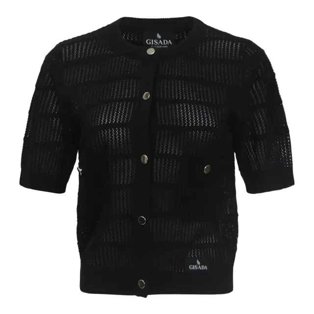 Gisada Regular Fit Pointelle cardigan svart M hullstrikk