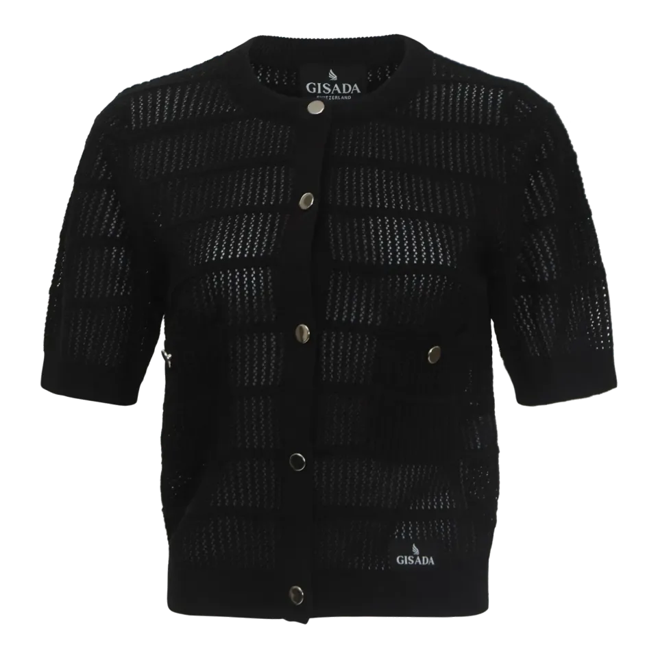 Gisada Regular Fit Pointelle cardigan svart M hullstrikk