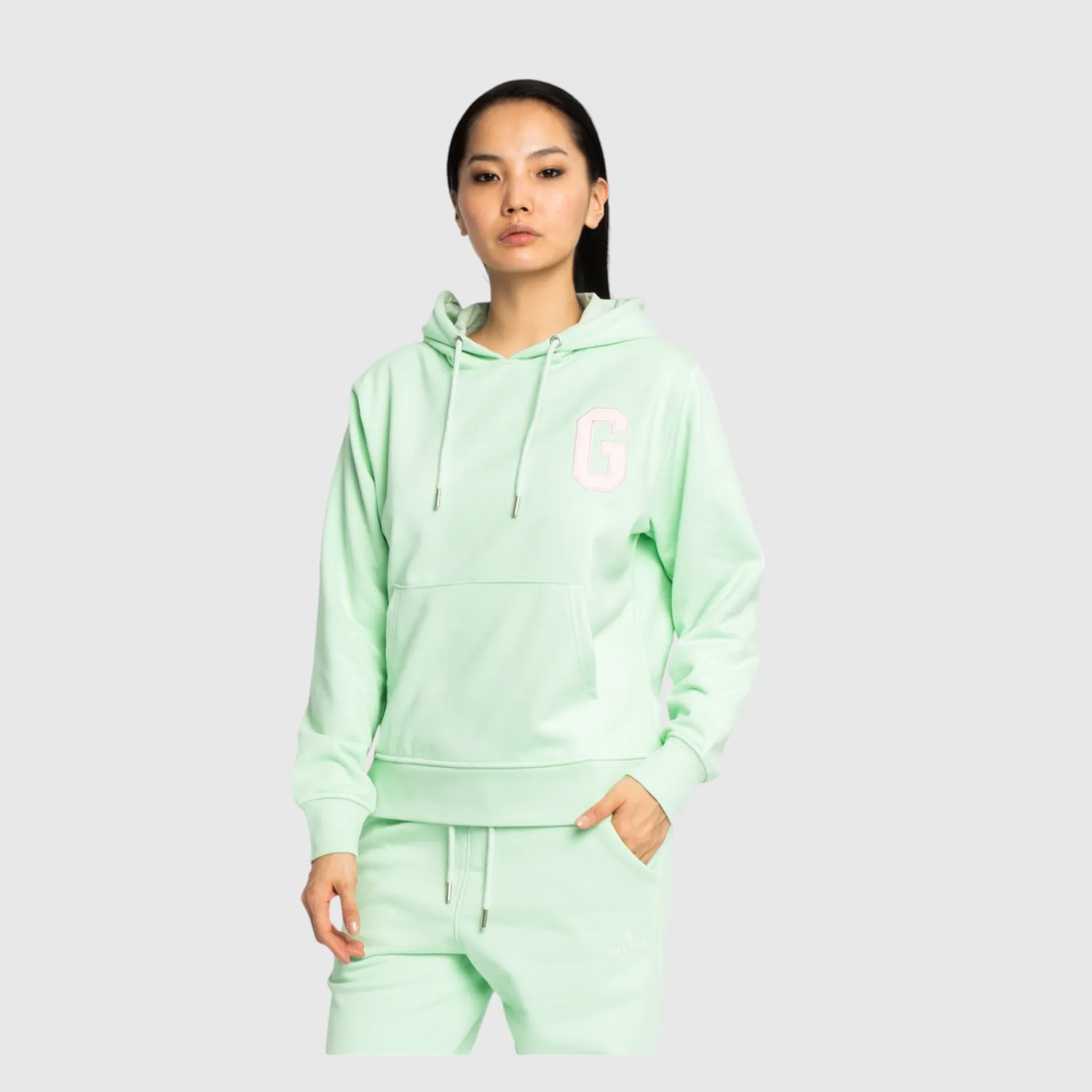 Gisada Regular Fit Hoodie Cotton Patch Print hettegenser mint