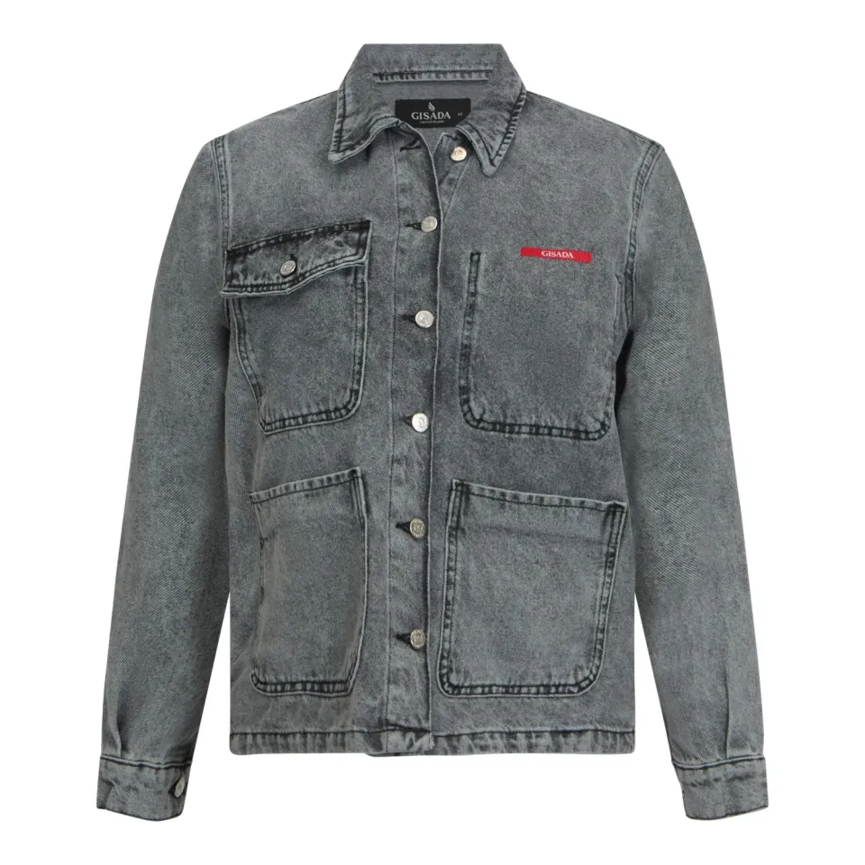 Gisada 1408 denimjakke Snow Grey boxy