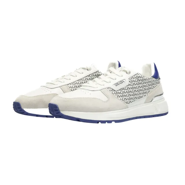 Gisada Retro Running Sneaker joggesko hvit navy semsket